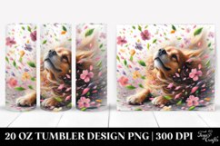 Watercolor Dog Tumbling with Spring Petals | 20 Oz Tumbler Product Image 1