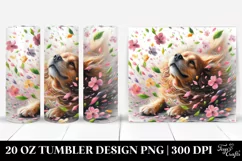 Watercolor Dog Tumbling with Spring Petals | 20 Oz Tumbler Product Image 1