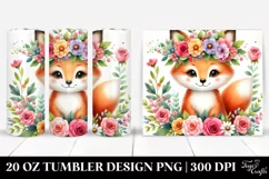 Cartoon-Style Fox with Flower Crown 20 Oz Tumbler Product Image 1