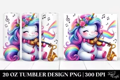 Playing Cute Unicorn Vibrant Drawing | 20 oz Tumbler Product Image 1