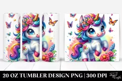Playing Cute Unicorn Vibrant Drawing | 20 oz Tumbler Product Image 1