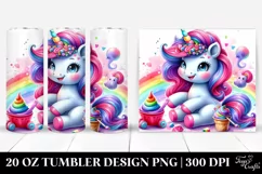 Playing Cute Unicorn Vibrant Drawing | 20 oz Tumbler Product Image 1