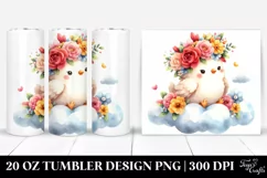 Cartoon-Style Chicken with Flower Crown 20 Oz Tumbler Product Image 1