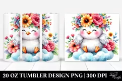 Cartoon-Style Chicken with Flower Crown 20 Oz Tumbler Product Image 1