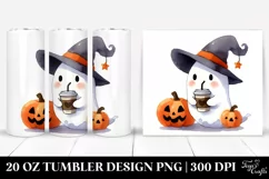 Simple Halloween Cartoon with Cute Ghost | 20 oz Tumbler Product Image 1