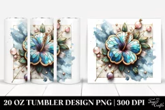Colorful Hibiscus Marble | 20 Oz Tumbler Product Image 1