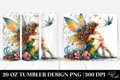 Sitting Fairy Vibrant Drawing | 20 oz Tumbler Product Image 1