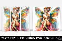 Sitting Fairy Vibrant Drawing | 20 oz Tumbler Product Image 1