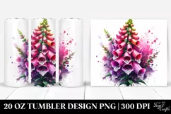 Shiny Foxglove Watercolor Splash | 20 oz Tumbler Product Image 1