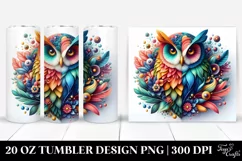 Abstract Vibrant Watercolor Owl | 20 oz Tumbler Product Image 1
