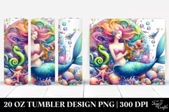 Playful Mermaid Vibrant Drawing | 20 oz Tumbler Product Image 1