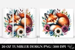 Colorful Sleeping Fox in Flower | 20 Oz Tumbler Product Image 1