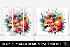 Colorful Sleeping Fox in Flower | 20 Oz Tumbler Product Image 1