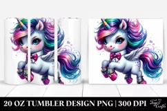 Jumping Baby Unicorn Drawing | 20 oz Tumbler Product Image 1