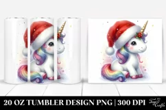 Expressive Unicorn with Santa Hat 20 Oz Tumbler Product Image 1