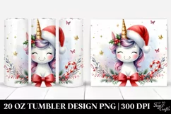 Cute Unicorn Wearing Santa Hat Clipart Product Image 1