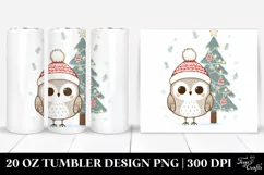 Cute Baby Owl with Christmas Tree Clipart, Transparent 20 Oz Product Image 1