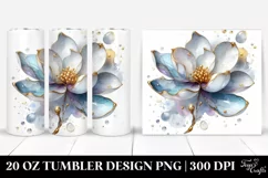 Glossy Magnolia Watercolor Splash | 20 Oz Tumbler Product Image 1