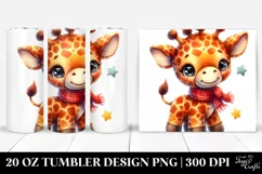 Colorful Plush Giraffe Clipart, High-Res 20 Oz Tumbler Product Image 1