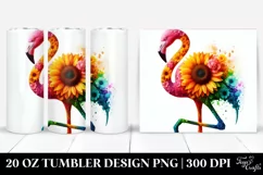Abstract Vibrant Flamingo Sunflower 3D | 20 oz Tumbler Product Image 1