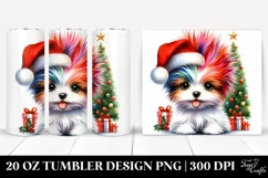 Expressive Baby Puppy with Santa Hat, Transparent 20 Oz Product Image 1