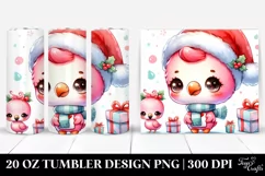 Expressive Baby Flamingo with Santa Hat, Transparent 20 Oz Product Image 1