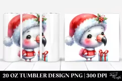 Expressive Baby Flamingo with Santa Hat, Transparent 20 Oz Product Image 1