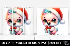 Watercolor Flamingo with Santa Hat, Transparent 20 Oz Product Image 1