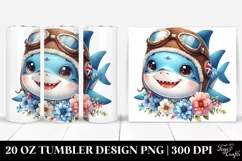 Colorful Baby Shark with Aviator Suit | 20 Oz Tumbler Product Image 1
