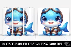 Colorful Baby Shark with Aviator Suit | 20 Oz Tumbler Product Image 1