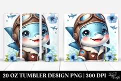 Colorful Baby Shark with Aviator Suit | 20 Oz Tumbler Product Image 1