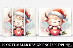 Whimsical Highland Cow with Santa Hat 20 Oz Tumbler Product Image 1