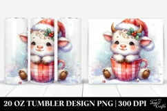 Whimsical Highland Cow with Santa Hat 20 Oz Tumbler Product Image 1