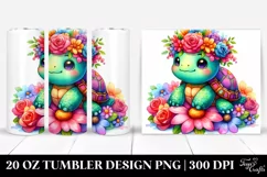 Vibrant Flower Crown Turtle 20 Oz Tumbler Product Image 1