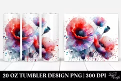 Watercolor Splash Poppy Material | 20 Oz Tumbler Product Image 1