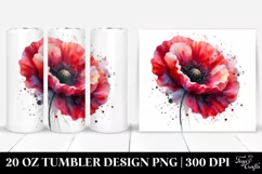 Poppy Watercolor Splash | 20 Oz Tumbler Product Image 1