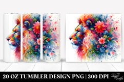 Abstract Vibrant Lion with Flower Design. 20 Oz Tumbler Product Image 1