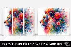 Abstract Vibrant Lion with Flower Design. 20 Oz Tumbler Product Image 1