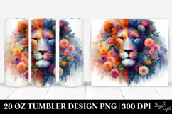 Abstract Vibrant Lion with Flower Design. 20 Oz Tumbler Product Image 1