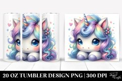 20 Oz Tumbler Sublimation | Cute Baby Unicorn Watercolor Product Image 1