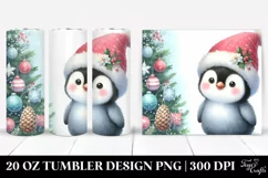 Cute Baby Penguin with Christmas Tree Clipart Product Image 1