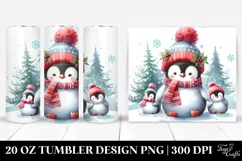 Cute Baby Penguin with Christmas Tree Clipart, Transparent Product Image 1