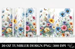 Colorful Wild Flowers Watercolor Material | 20 Oz Tumbler Product Image 1