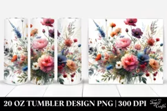 Colorful Wild Flowers Watercolor Material | 20 Oz Tumbler Product Image 1