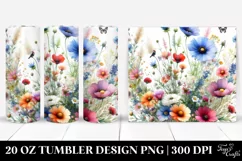 Colorful Wild Flowers Watercolor Material | 20 Oz Tumbler Product Image 1