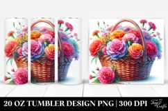 20 Oz Tumbler Sublimation | Colorful Watercolor Basket with Product Image 1