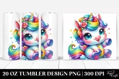 Playing Baby Unicorn Drawing | 20 oz Tumbler Product Image 1