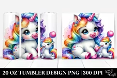 Playing Baby Unicorn Drawing | 20 oz Tumbler Product Image 1