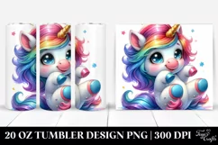 Playing Baby Unicorn Drawing | 20 oz Tumbler Product Image 1