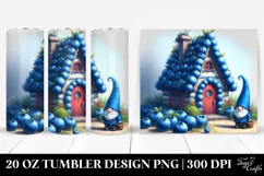 Gnome Blue Hat House Digital Painting Pastel | 20 Oz Tumbler Product Image 1